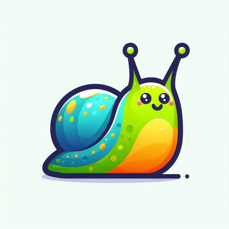 Cute cartoon snail character. Vector illustration isolated on white background.のイラスト素材