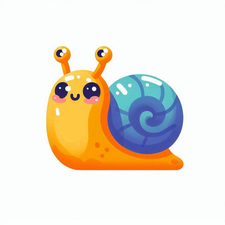 Cute cartoon snail. Isolated on a white background. Vector illustration.のイラスト素材