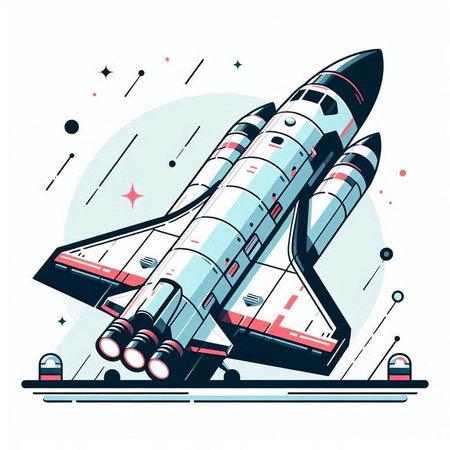 Space rocket on a white background. Vector illustration in flat style.のイラスト素材