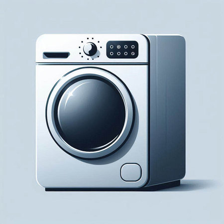 Washing machine on a gray background. 3d render illustration.のイラスト素材