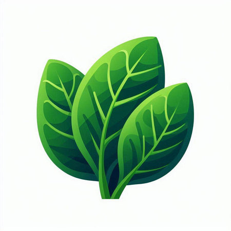 Green leaves icon isolated on white background. Vector illustration. Eps 10.のイラスト素材