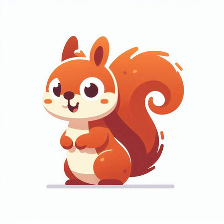 Cute cartoon squirrel. Vector illustration isolated on a white background.のイラスト素材