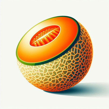 Illustration of a slice of melon on a white background.のイラスト素材