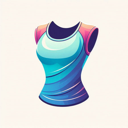 Illustration of a colorful t-shirt on a mannequinのイラスト素材