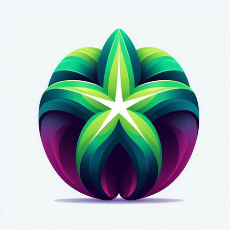 Illustration of a colorful abstract flower with a star in the centerのイラスト素材