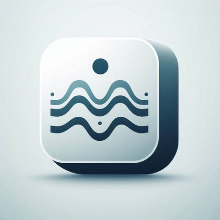 3d modern icon, Button, Pictogram with Water Wave symbolのイラスト素材