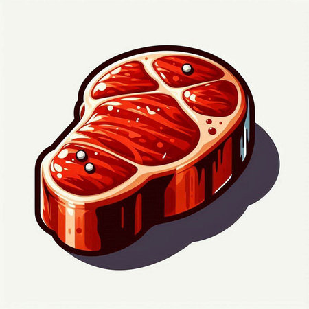 Illustration of a piece of raw beef on a white background.のイラスト素材
