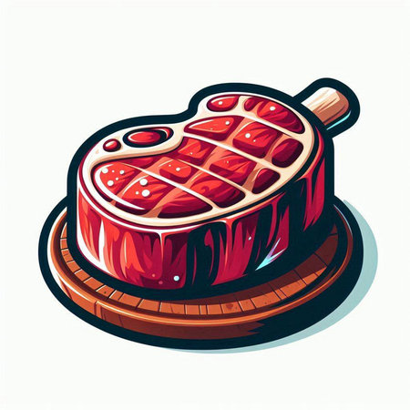 Steak on a plate. Vector illustration of a piece of meat.のイラスト素材