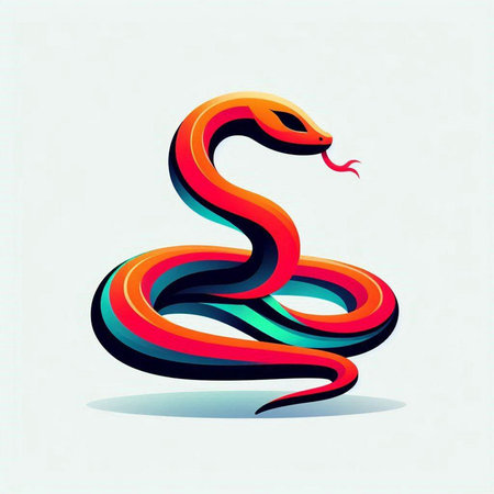 colorful snake on a white background, vector illustration, eps10のイラスト素材