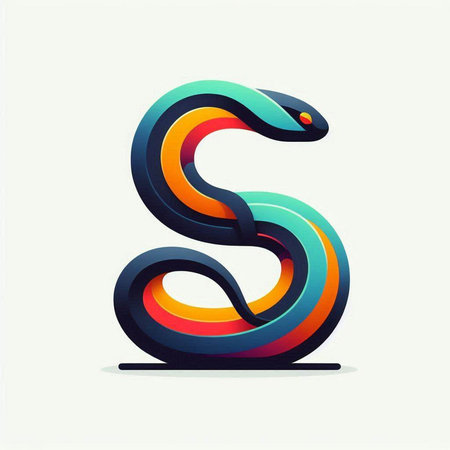 Alphabet letter S in the form of a snake. Vector font for your design.のイラスト素材
