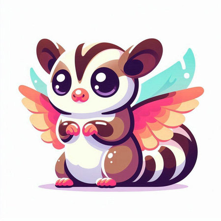 Cute skunk with wings isolated on white background. Vector illustration.のイラスト素材