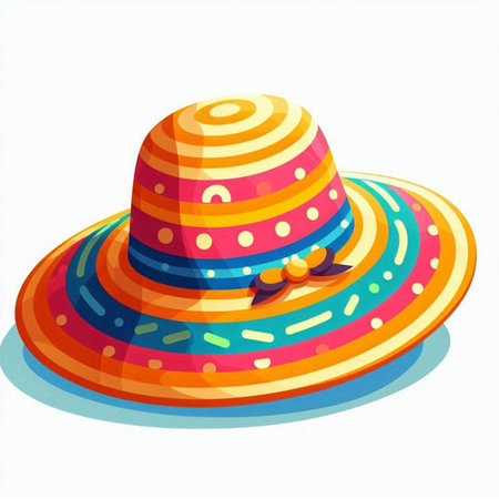 Colorful summer hat isolated on a white background. Vector illustration.のイラスト素材