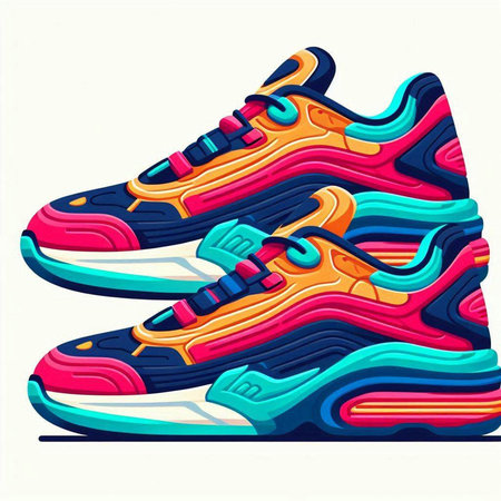 Sneakers isolated on white background. Colorful vector illustration.のイラスト素材