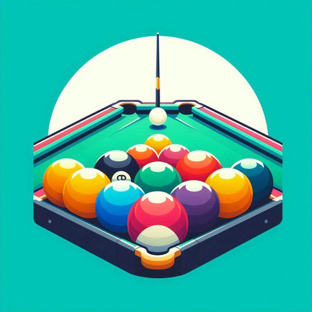 Billiard balls in a billiard pool table. Vector illustration.のイラスト素材
