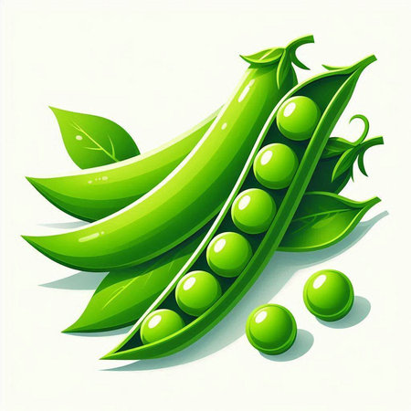 Fresh green peas on a white background. Vector illustration. Eps 10のイラスト素材