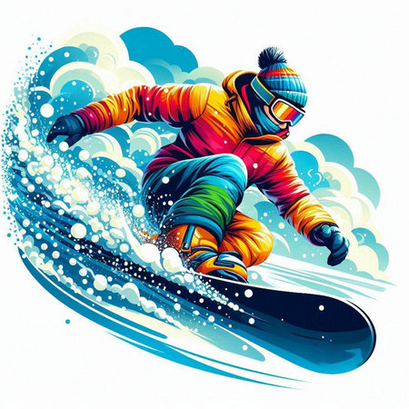 Snowboarder jumping in the air. Colorful illustration for your designのイラスト素材