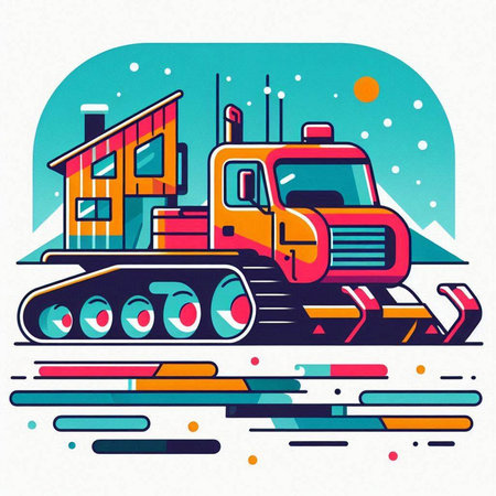 Vector illustration of heavy construction equipment. Colorful line art design for web, site, advertising, banner, poster and print.のイラスト素材