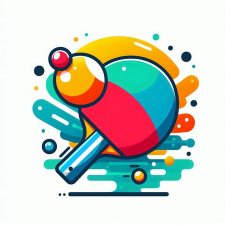 Table tennis icon. Vector illustration isolated on white background. Flat style.のイラスト素材