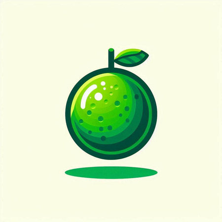 Lime fruit icon. Vector illustration of a green lemon on a light background.のイラスト素材