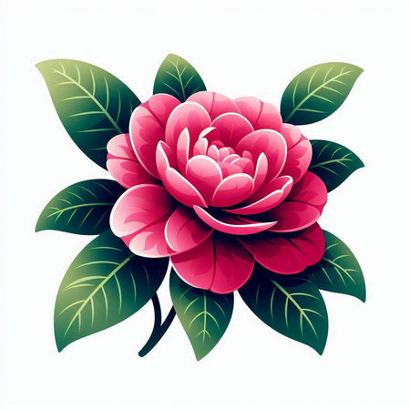 Camellia flower isolated on white background. Vector illustration.のイラスト素材