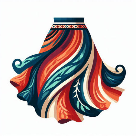 Vector illustration of a skirt with a pattern in the style of boho.のイラスト素材