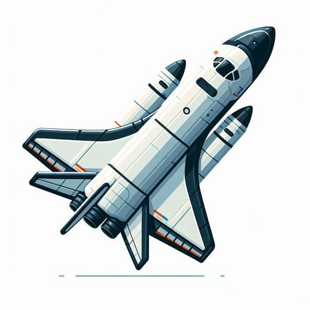 Space shuttle isolated on a white background. Vector illustration in cartoon style.のイラスト素材