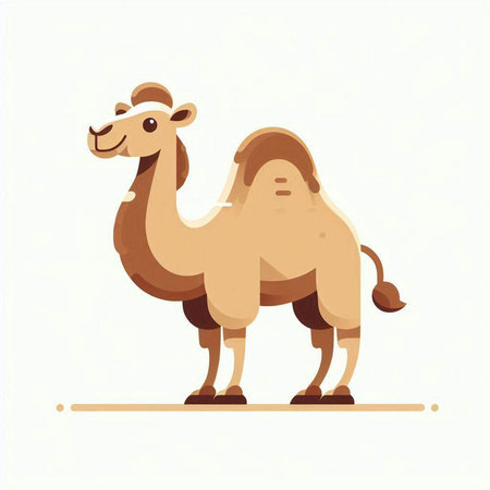 Cute camel isolated on white background. Vector illustration in flat cartoon style.のイラスト素材