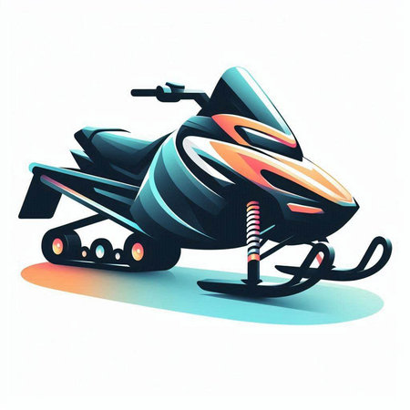 illustration of a snowmobile on a white background in retro styleのイラスト素材