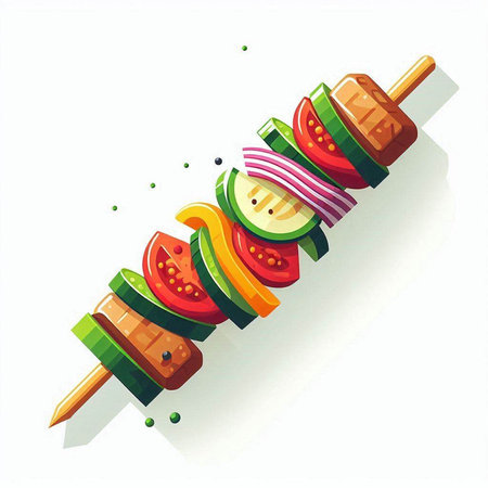 Shish kebab on a skewer. Vector illustration.のイラスト素材