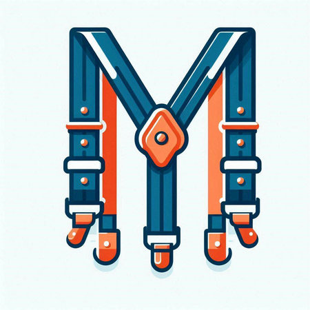 Vector illustration of the letter M in the form of leather belts.のイラスト素材