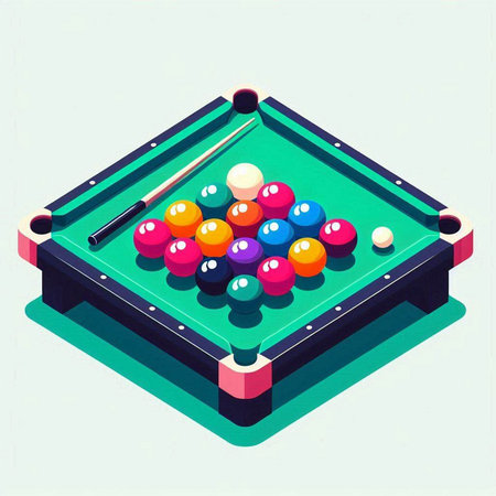 Billiard table with balls. Vector illustration in isometric style.のイラスト素材
