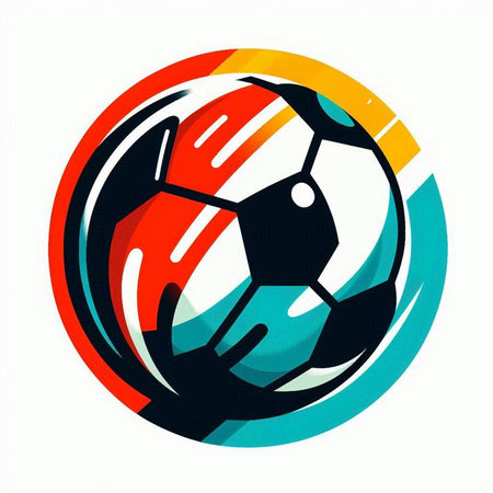 Soccer ball with colorful stripes on white background. Vector illustration.のイラスト素材