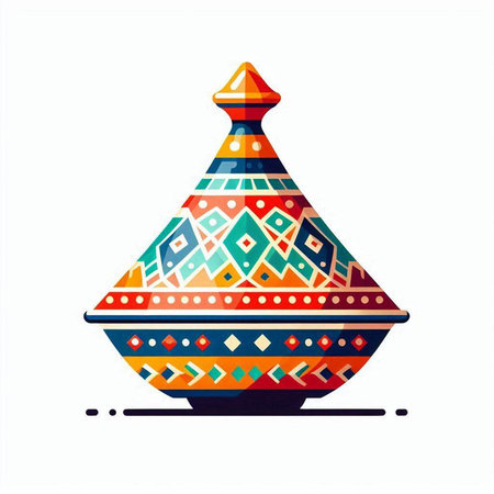 Colorful indian pottery on white background. Vector illustration.のイラスト素材