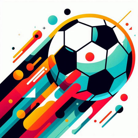 Soccer ball on colorful abstract background. Vector illustration. Eps 10のイラスト素材