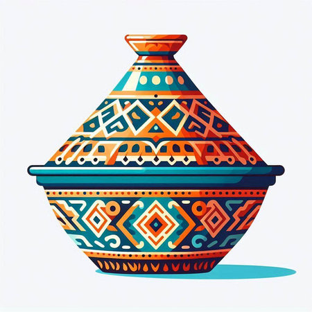 Colorful ceramic vase isolated on white background. Vector illustration.のイラスト素材