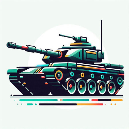 Military tank vector illustration, tank side view, army tank side view, tank side view, tank side view, tank side view, tank side viewのイラスト素材