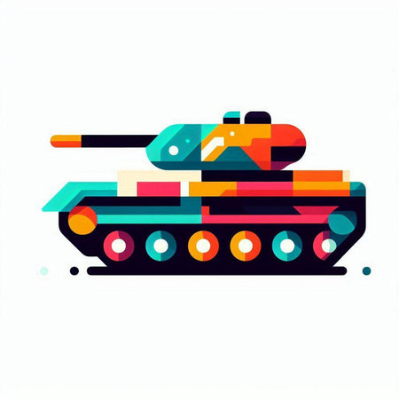 Illustration of a military tank isolated on a white background - vectorのイラスト素材