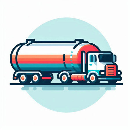 Tanker truck. Oil transportation. Vector illustration in flat style.のイラスト素材
