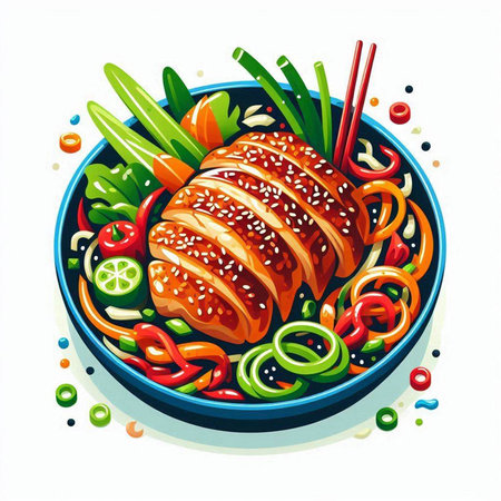 Illustration of asian chinese food on a white background.のイラスト素材