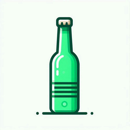 Beer bottle icon. Vector illustration in flat style. Isolated on white background.のイラスト素材