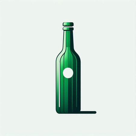 Wine bottle icon. Vector illustration of a green wine bottle.のイラスト素材