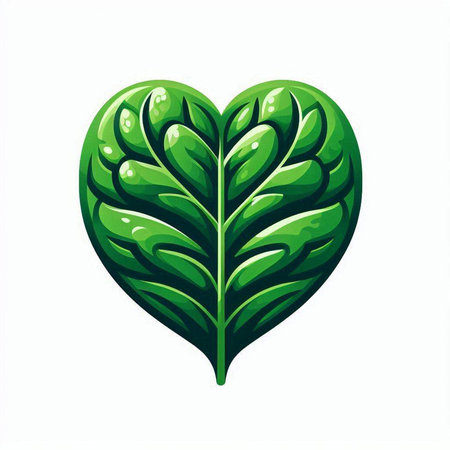 Vector illustration of a green leaf in the shape of a heart.のイラスト素材
