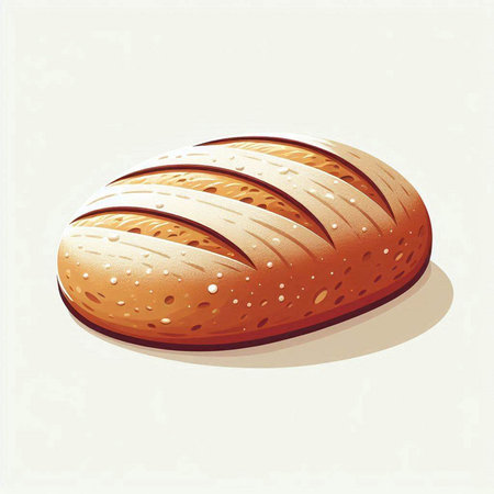 Illustration of a fresh loaf of bread on a white background.のイラスト素材