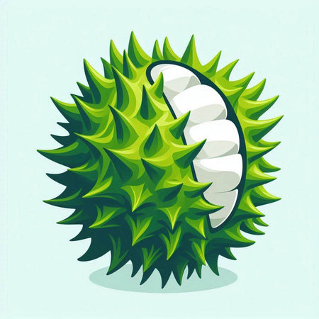 Green prickly hedgehog on a blue background. Vector illustration.のイラスト素材
