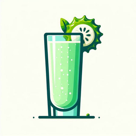 Cocktail with lime and mint. Vector illustration in flat styleのイラスト素材