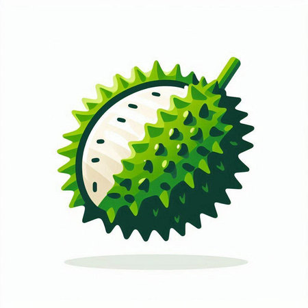 Durian fruit on white background. Vector illustration of durian.のイラスト素材