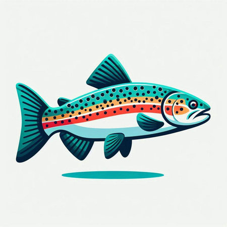 Rainbow trout on a white background. Vector illustration of a trout.のイラスト素材