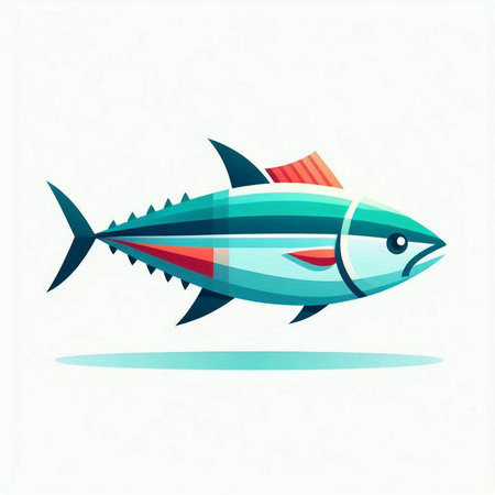 Tuna fish vector illustration. Seafood icon. Seafood symbol.のイラスト素材