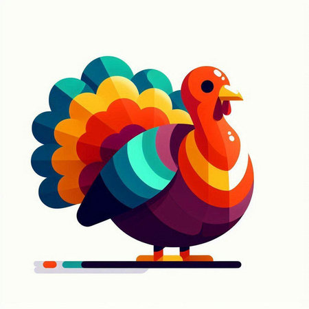 Colorful vector illustration of a turkey isolated on a white background.のイラスト素材