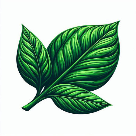 Green leaves isolated on white background. Vector illustration. Eps 10.のイラスト素材